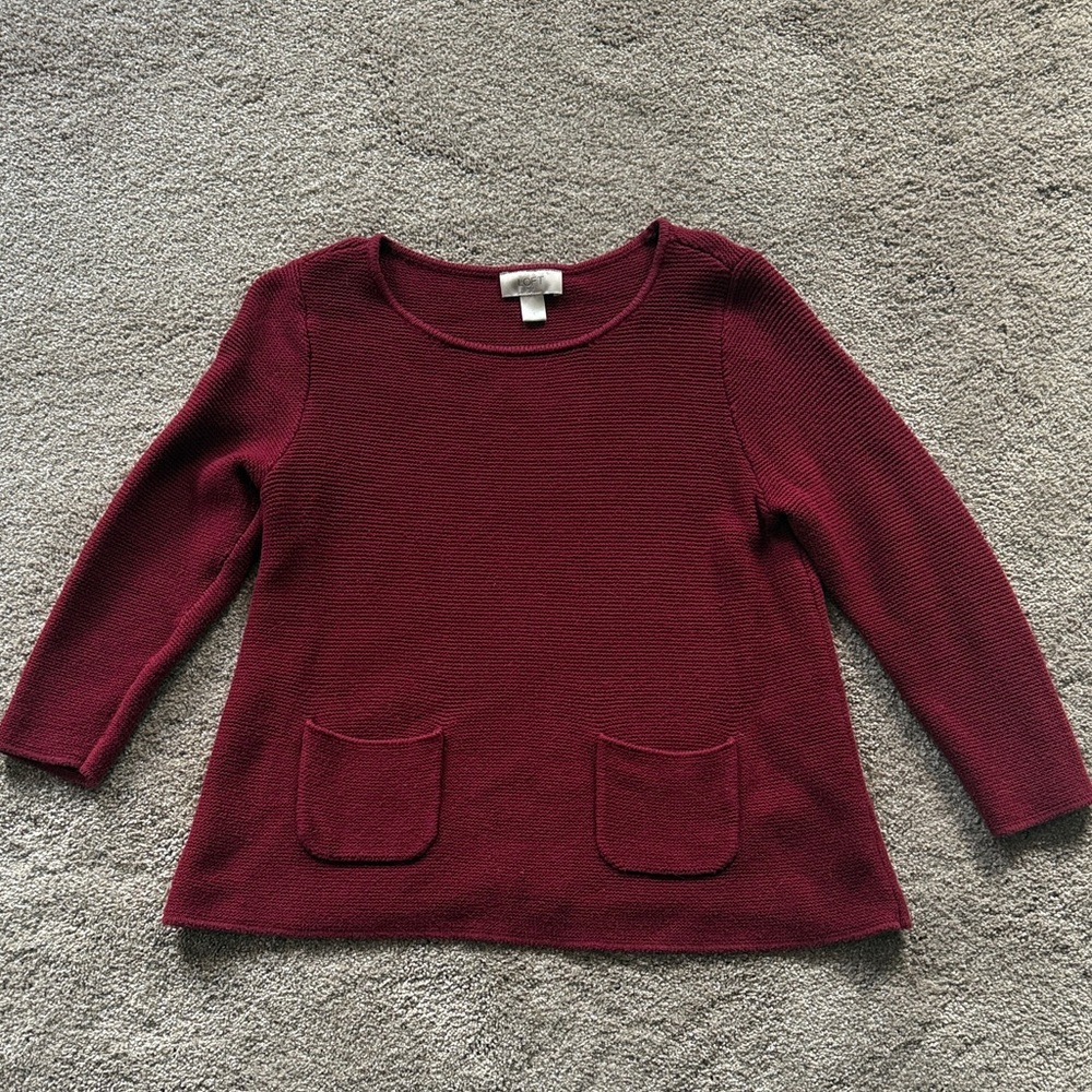 LOFT Deep Red Knit Sweater